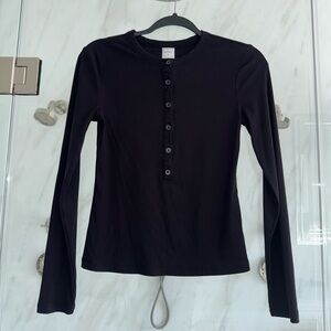 Signature Rib Henley- Black